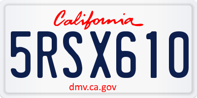 CA license plate 5RSX610