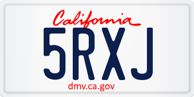 CA license plate 5RXJ