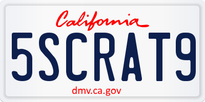 CA license plate 5SCRAT9