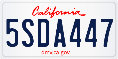 CA license plate 5SDA447