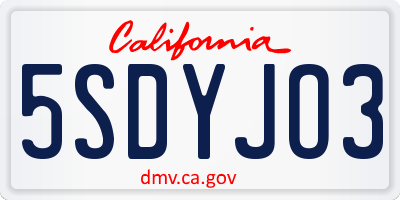 CA license plate 5SDYJO3