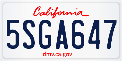 CA license plate 5SGA647