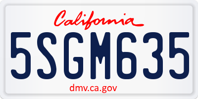 CA license plate 5SGM635