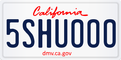 CA license plate 5SHUOOO