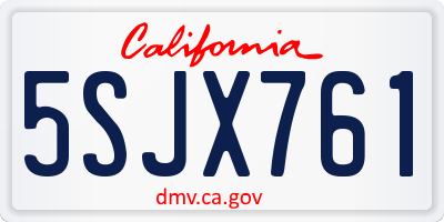 CA license plate 5SJX761