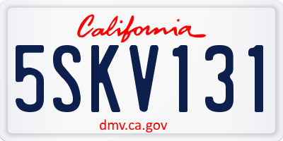 CA license plate 5SKV131