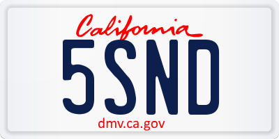 CA license plate 5SND