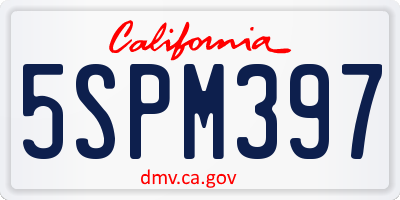 CA license plate 5SPM397