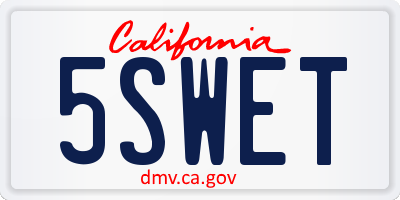 CA license plate 5SWET