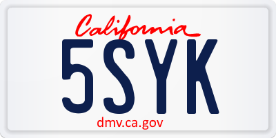 CA license plate 5SYK