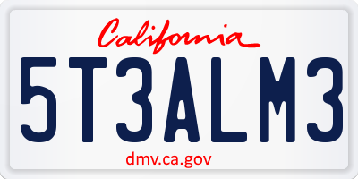 CA license plate 5T3ALM3