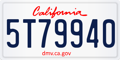 CA license plate 5T79940