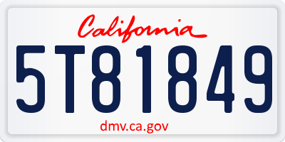CA license plate 5T81849