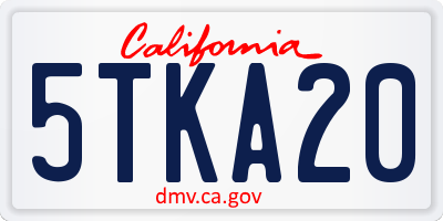 CA license plate 5TKA20