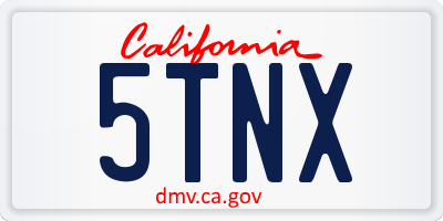 CA license plate 5TNX