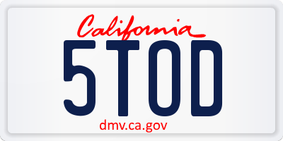 CA license plate 5TOD