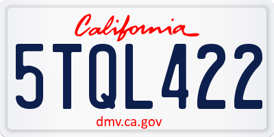 CA license plate 5TQL422