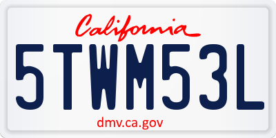 CA license plate 5TWM53L