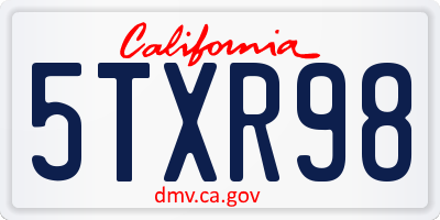 CA license plate 5TXR98