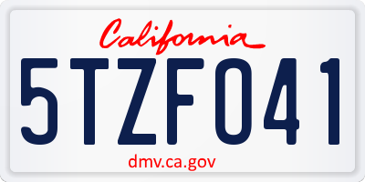 CA license plate 5TZFO41