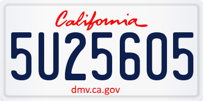 CA license plate 5U25605