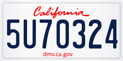 CA license plate 5U70324