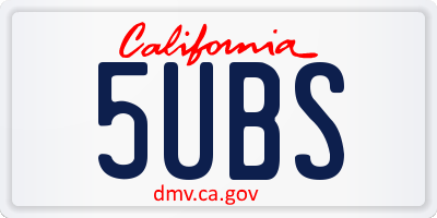 CA license plate 5UBS