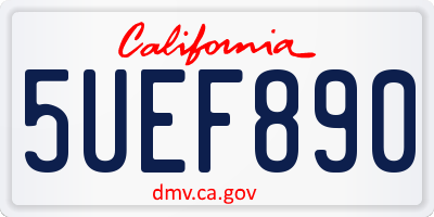 CA license plate 5UEF890