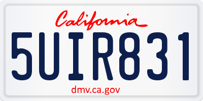 CA license plate 5UIR831