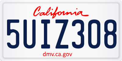 CA license plate 5UIZ308
