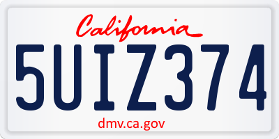 CA license plate 5UIZ374