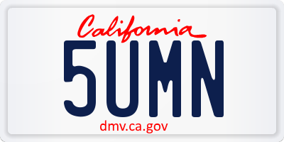 CA license plate 5UMN