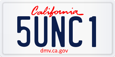 CA license plate 5UNC1