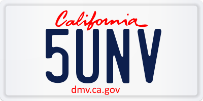 CA license plate 5UNV