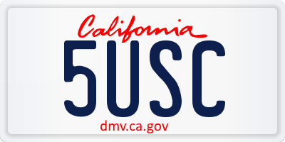 CA license plate 5USC