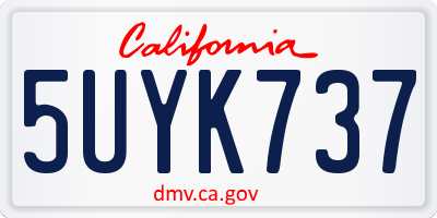 CA license plate 5UYK737