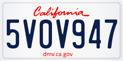 CA license plate 5V0V947