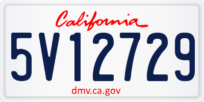 CA license plate 5V12729