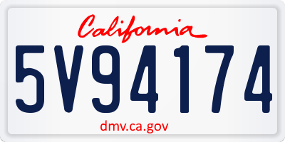 CA license plate 5V94174