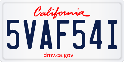 CA license plate 5VAF54I