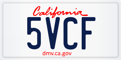 CA license plate 5VCF