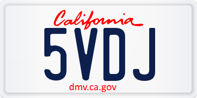 CA license plate 5VDJ