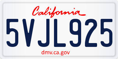 CA license plate 5VJL925