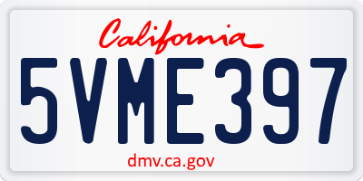 CA license plate 5VME397