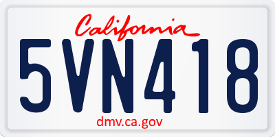 CA license plate 5VN418