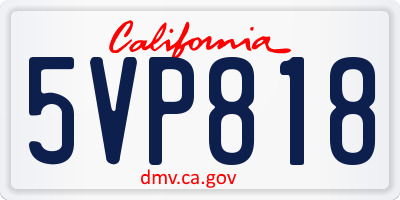 CA license plate 5VP818