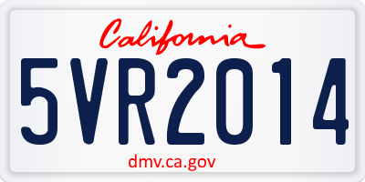 CA license plate 5VR2014