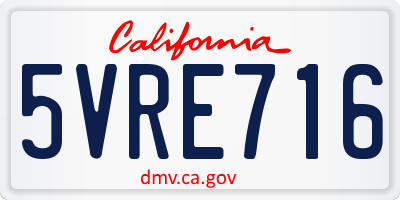 CA license plate 5VRE716