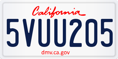 CA license plate 5VUU205