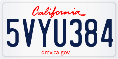CA license plate 5VYU384